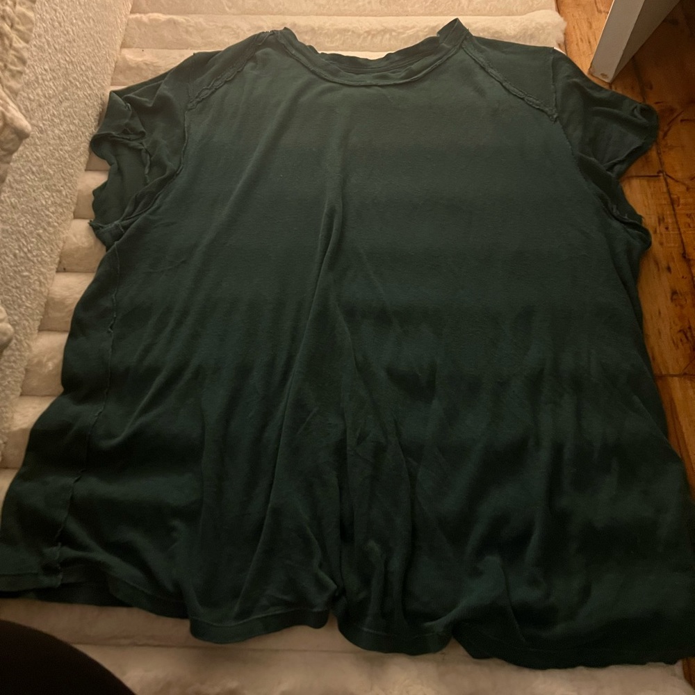 Free people green linen blend BF Tee
